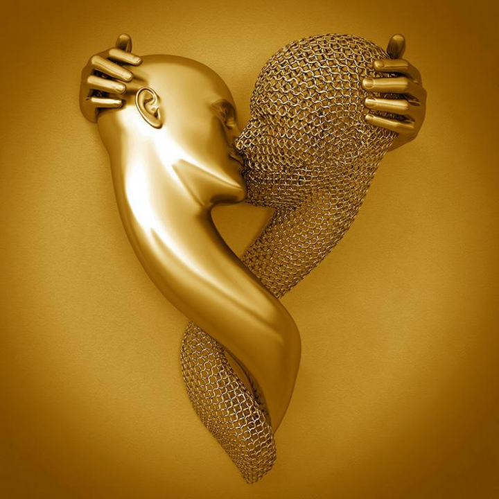 Liefdescanvas met Metalen Figuur - AmorArte