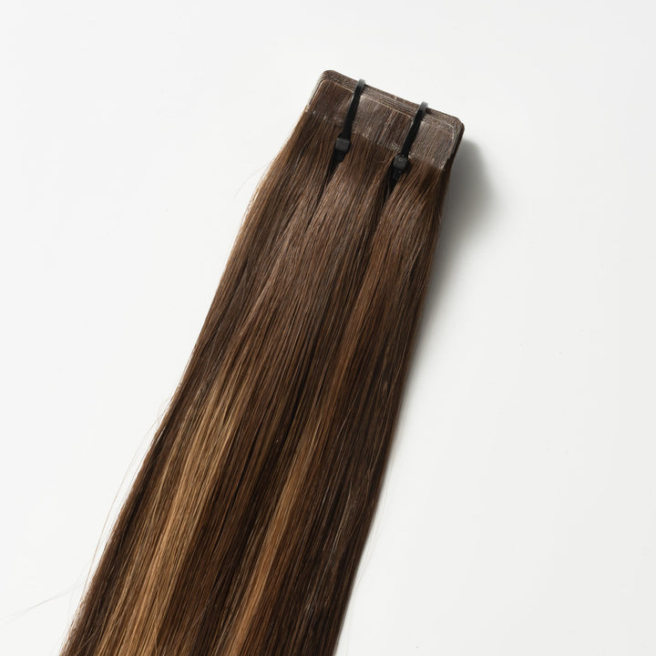 Tape-in Hairextensions – Veloura Tape (Warm Brown Balayage 2+7)