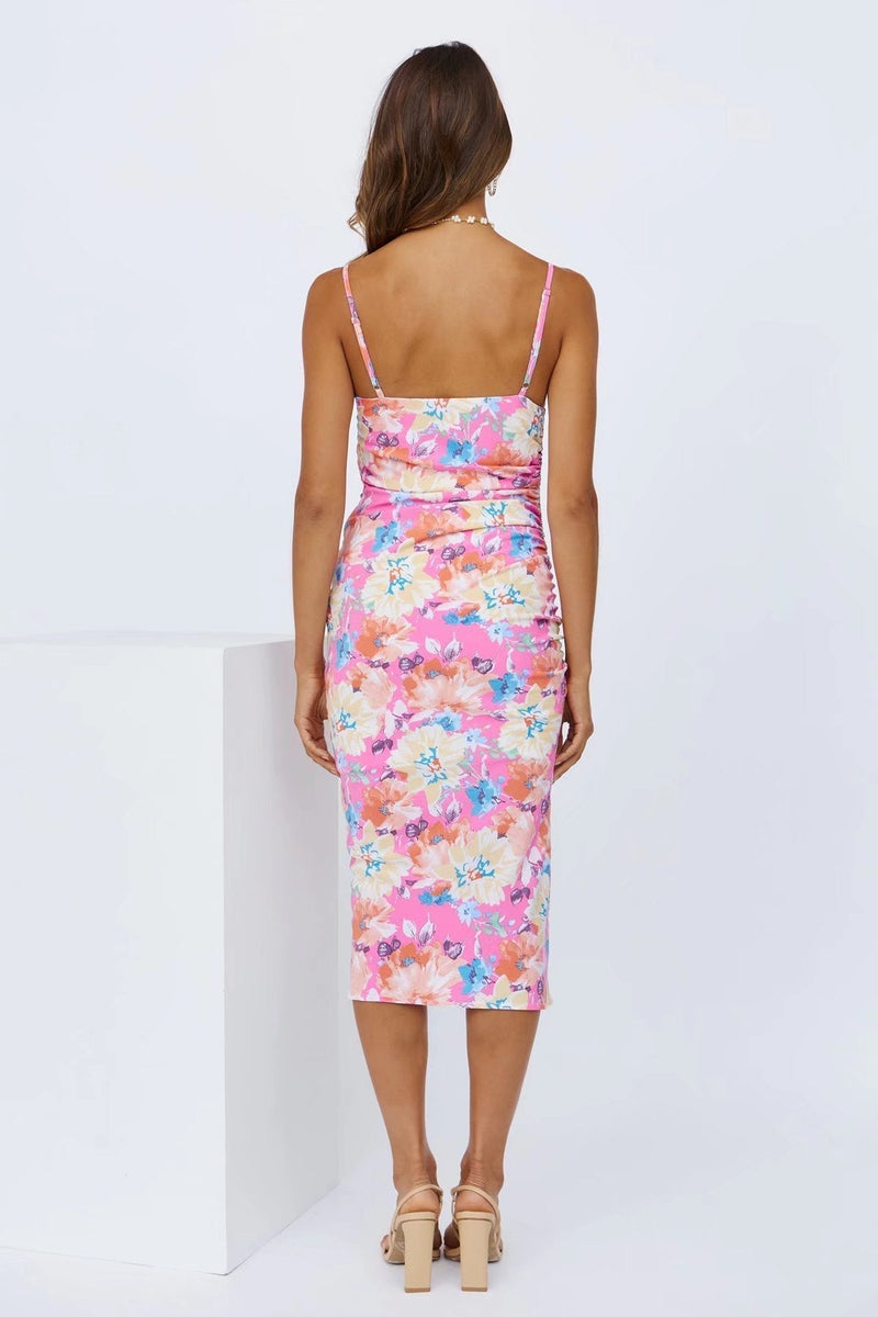 Midi Zomerjurk met Bloemenprint en Split – Soléa