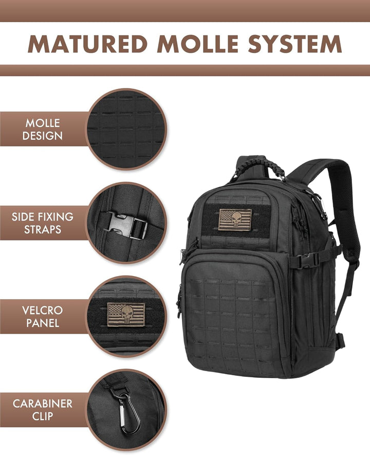 35L Buitentactische Rugzak met Molle-systeem en Laptopopslag