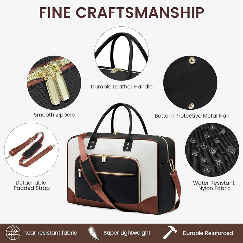 Set van 4-delige Weekend Reistas voor dames – Handbagage met schoenen- en toilettassen