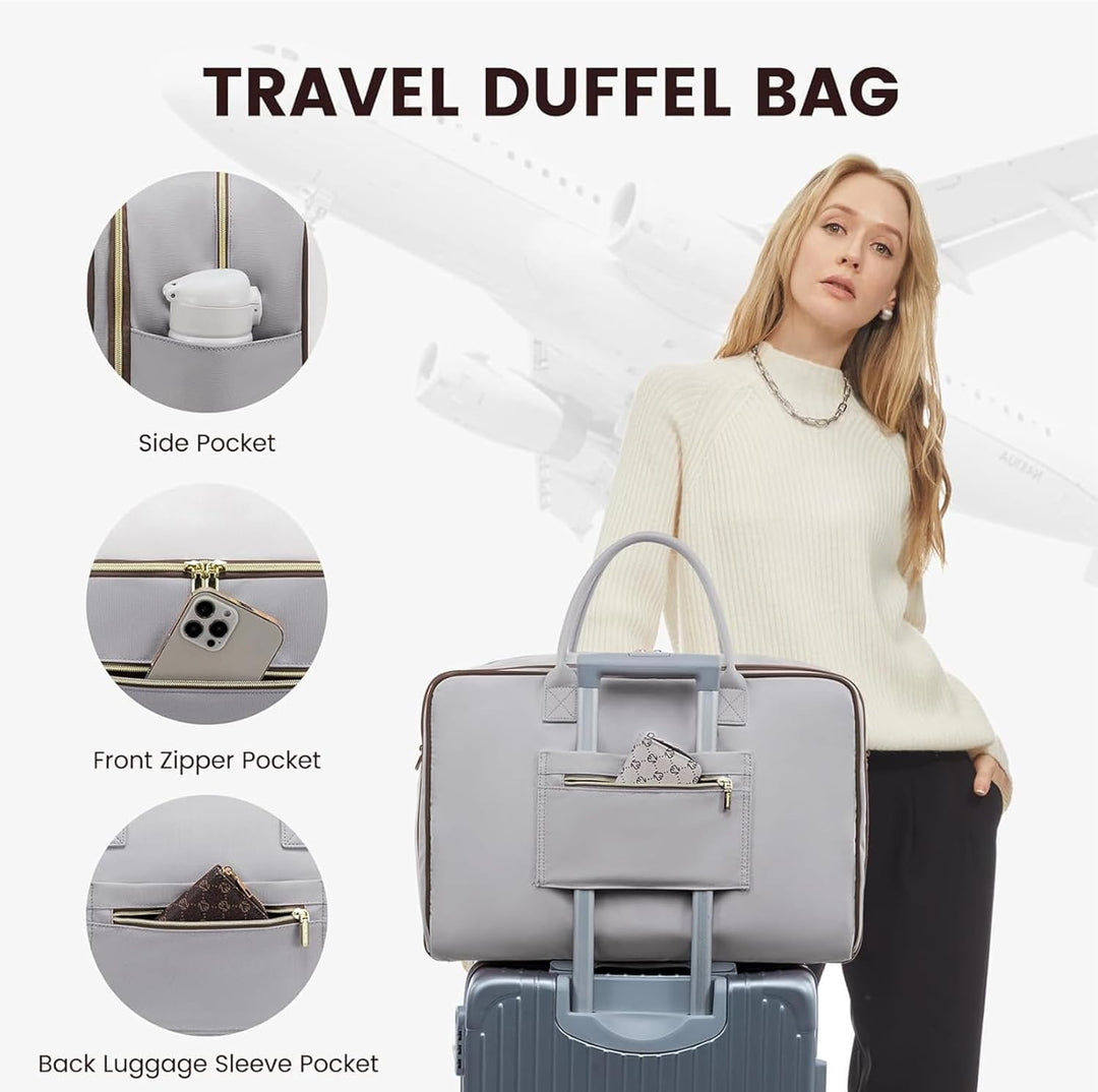 Set van 4-delige Weekend Reistas voor dames – Handbagage met schoenen- en toilettassen
