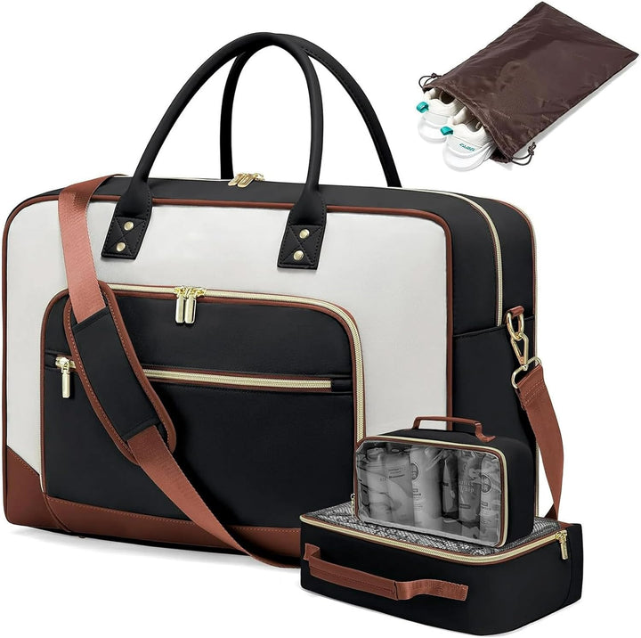 Set van 4-delige Weekend Reistas voor dames – Handbagage met schoenen- en toilettassen
