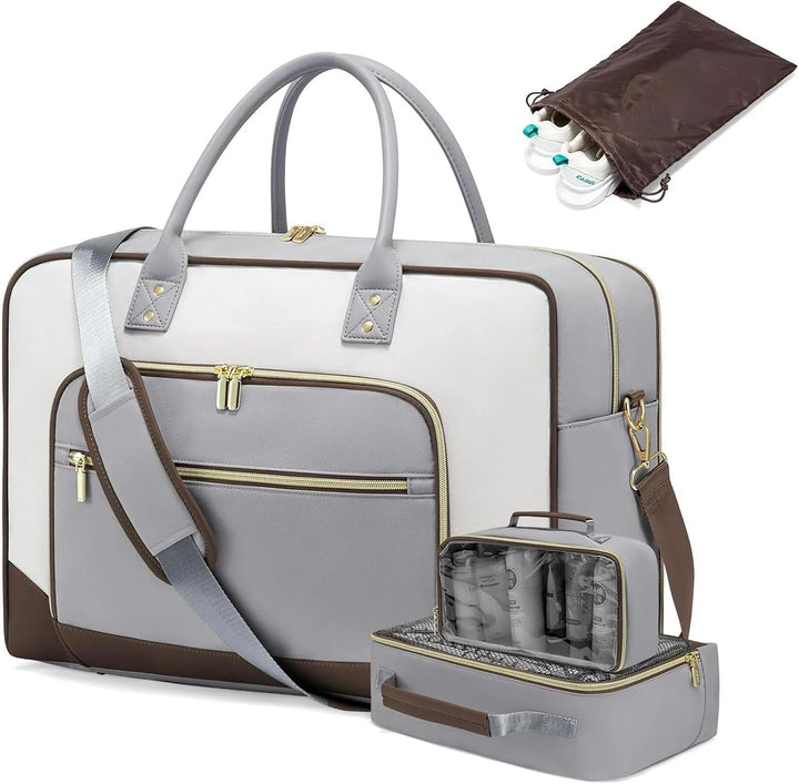 Set van 4-delige Weekend Reistas voor dames – Handbagage met schoenen- en toilettassen