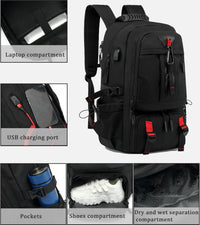 60L Waterdichte Laptoprugzak met USB Poort & Schoenvak