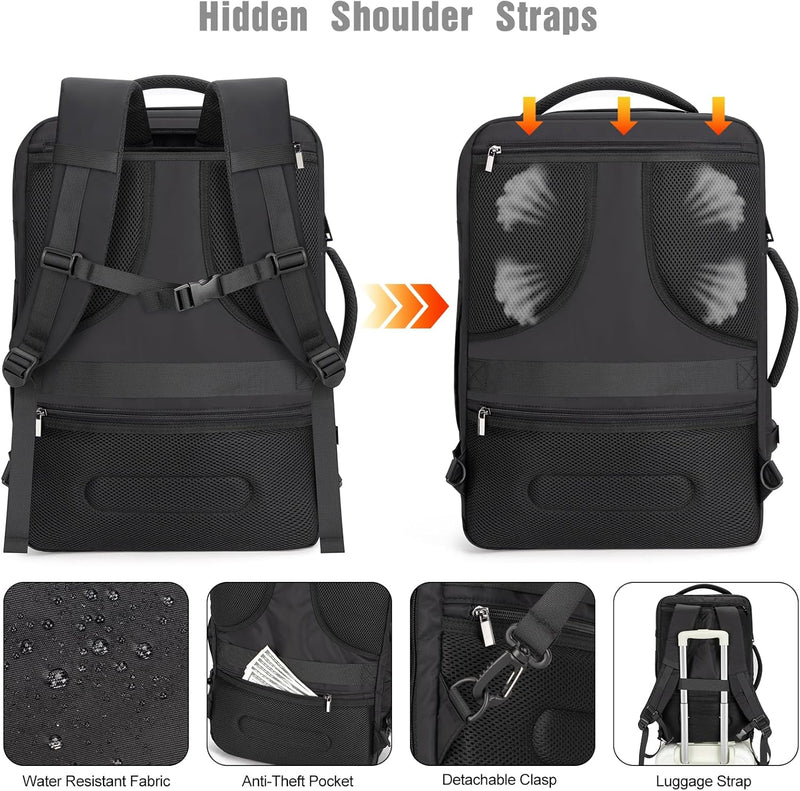 40L Waterbestendige Reis Laptop Rugzak met USB-poort & Antidiefstal Slot – AeroPack