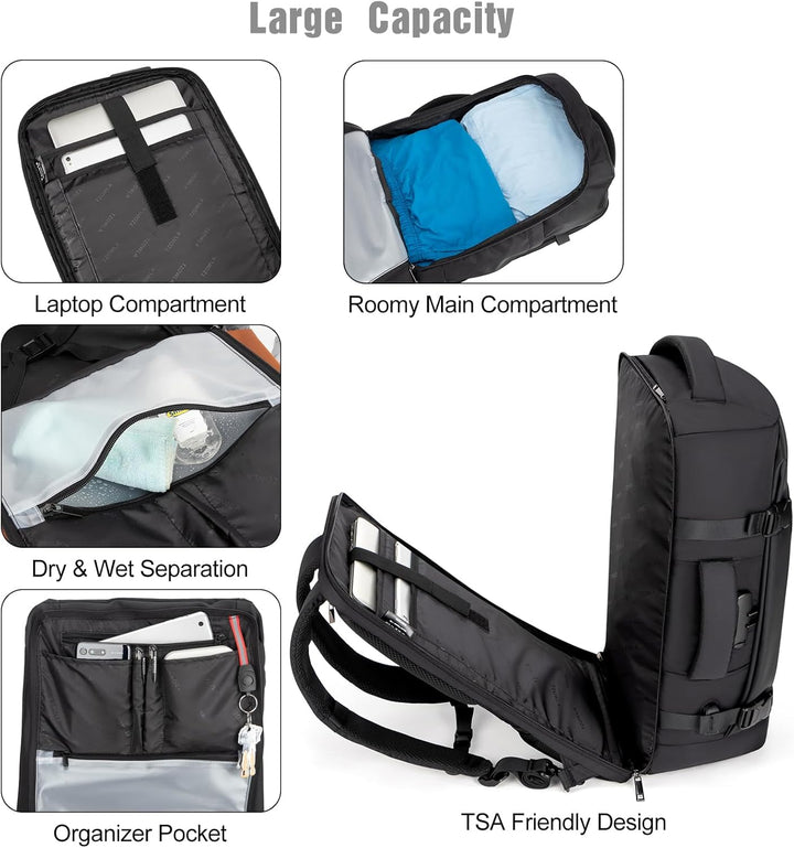40L Waterbestendige Reis Laptop Rugzak met USB-poort & Antidiefstal Slot – AeroPack
