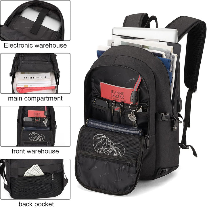 Extra Grote Anti-Diefstal Laptop- en Reisrugzak met USB-poort - 30–50L