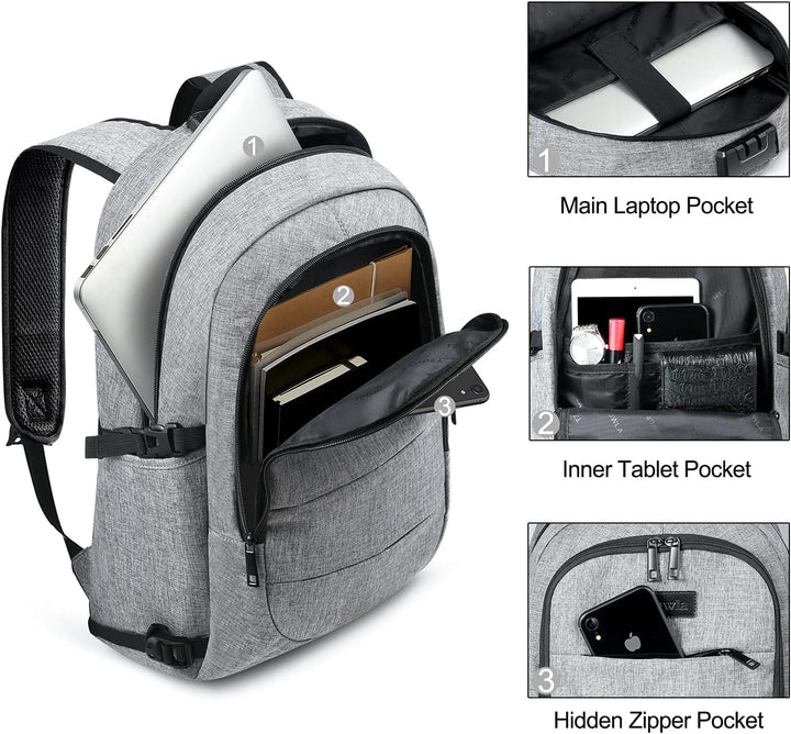 Extra Grote Anti-Diefstal Laptop- en Reisrugzak met USB-poort - 30–50L