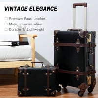 2-delige Vintage-geïnspireerde Koffer Set met Spinner Wielen en Beschermhoes