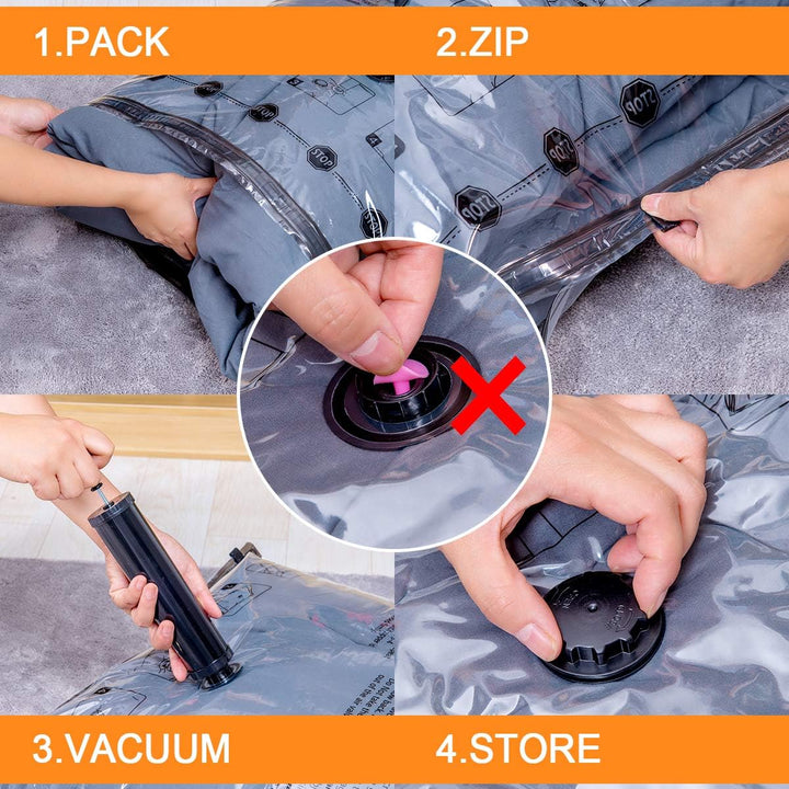 Vacuum Opbergzakken Set met Handpomp – Multi-Size Ruimtebesparend