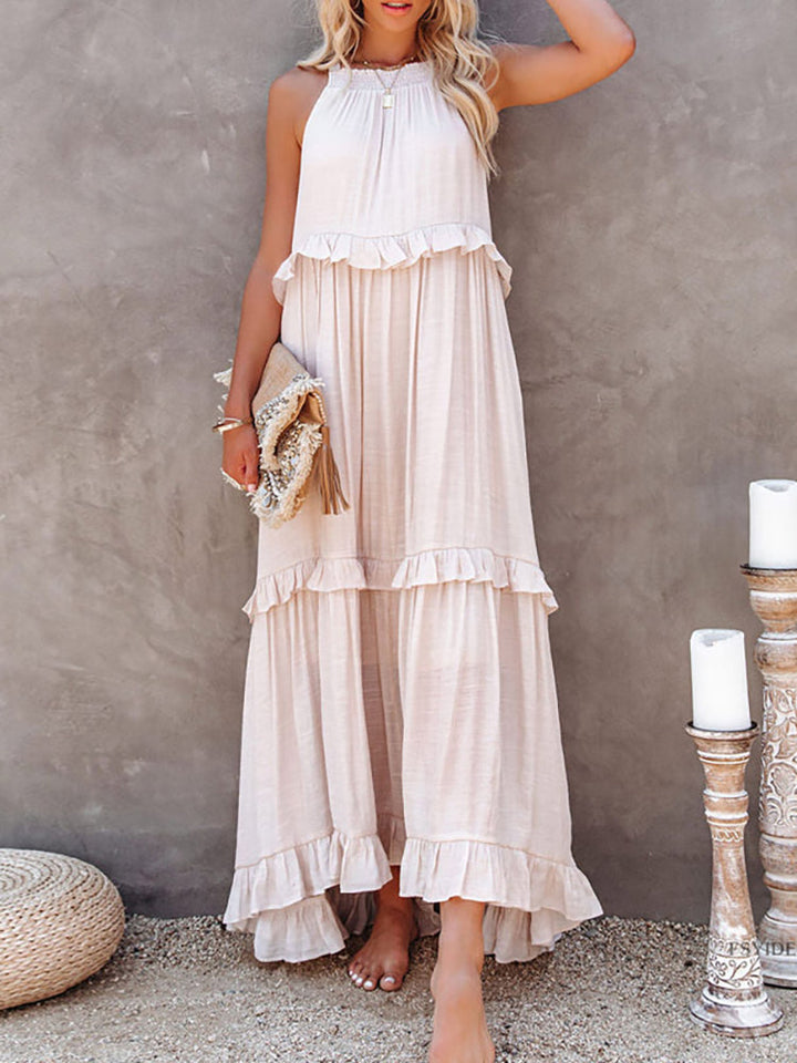 Mouwloze Maxi-jurk met Strikdetail – Noor