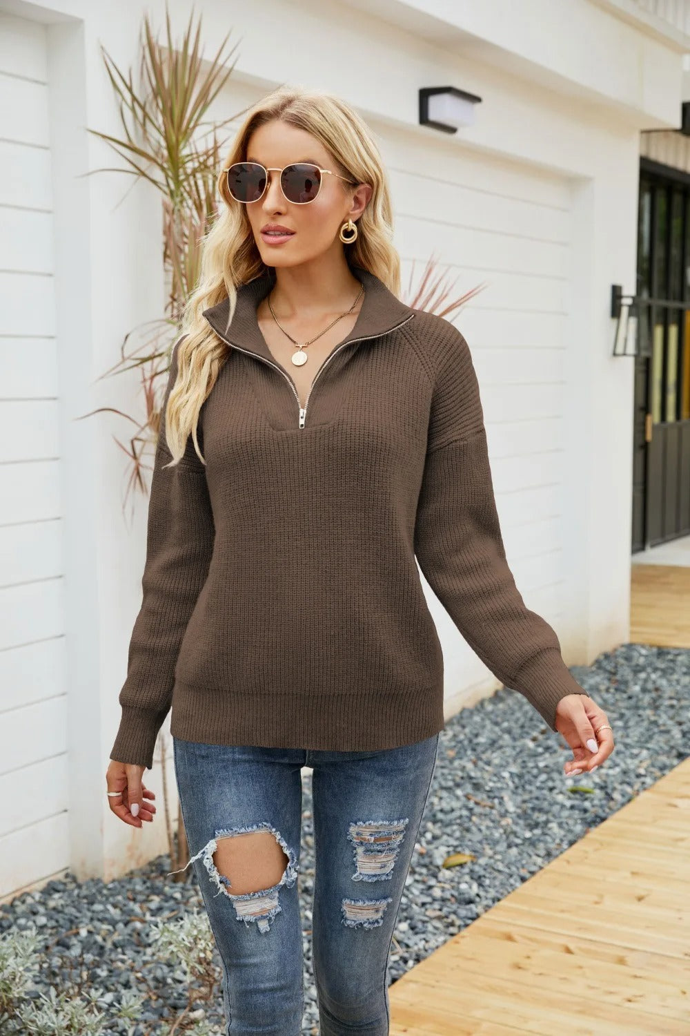 Gebreide Halfzip Trui - Sienna