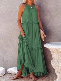 Mouwloze Maxi-jurk met Strikdetail – Noor