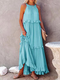 Mouwloze Maxi-jurk met Strikdetail – Noor