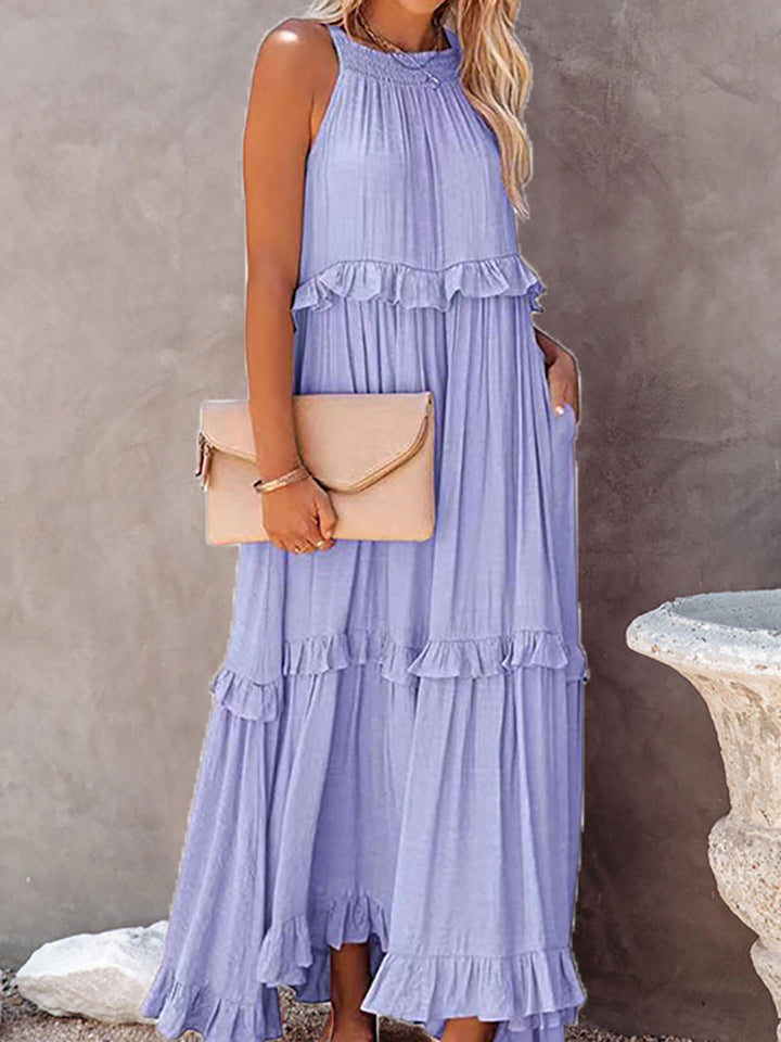 Mouwloze Maxi-jurk met Strikdetail – Noor