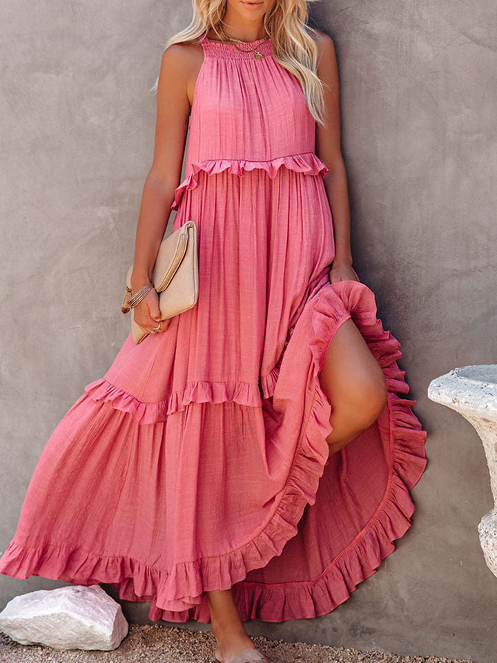 Mouwloze Maxi-jurk met Strikdetail – Noor