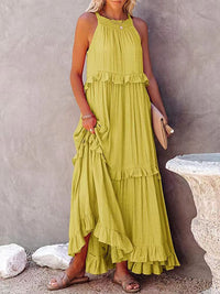 Mouwloze Maxi-jurk met Strikdetail – Noor