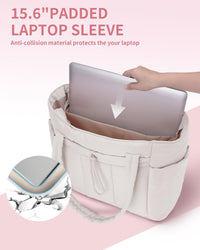 Gewatteerde Puffer Schoudertas met Bekerhouder & Laptop Sleeve voor Reizen en Werk