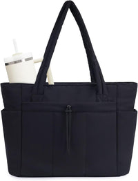 Gewatteerde Puffer Schoudertas met Bekerhouder & Laptop Sleeve voor Reizen en Werk