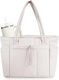 Gewatteerde Puffer Schoudertas met Bekerhouder & Laptop Sleeve voor Reizen en Werk