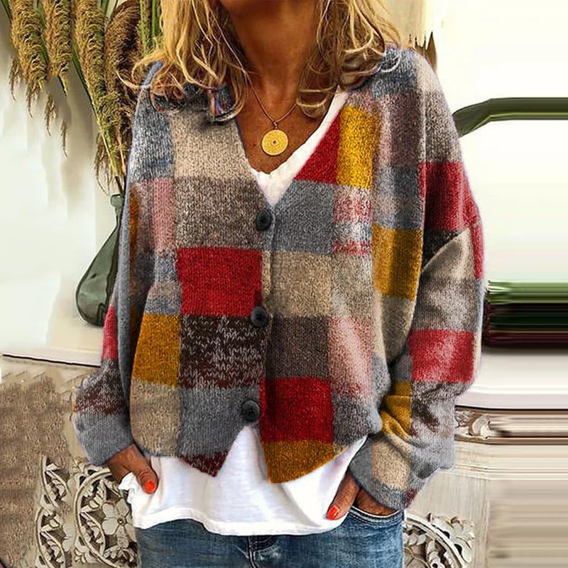 Trendy Patchwork Dames Vest met Knopen - Elise