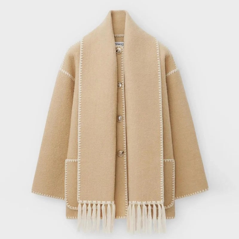 Lange Wollen Damesjas voor de Herfst – Amelie