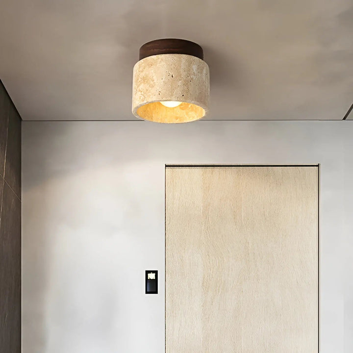Rustieke Travertijn Plafondlamp - TravaGlow