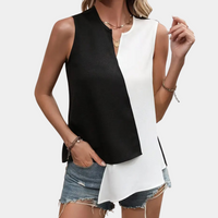 Trendy Zwart-Witte Asymmetrische Blouse voor Dames - Elise