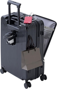 Front-Opening Carry-On Koffer met USB-poort en Drinkhouder
