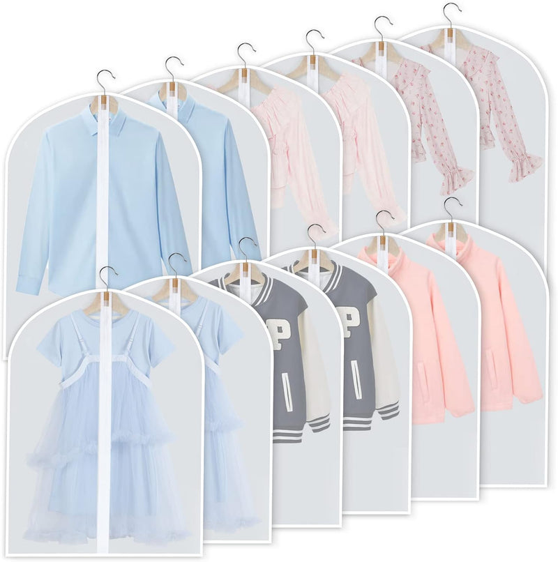 PEVA Kledinghoes Set – 12-Pack Hangende Kledinghoezen in 3 Maten (1 Kopen, Krijg 1 GRATIS)