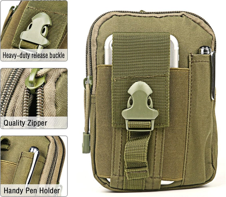 Compact Tactical Molle Pouch met Telefoonhouder en Utility Vakjes