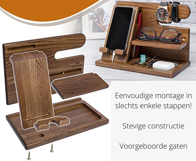 Wooden Phone Docking | Perfecte organizer voor je gadgets