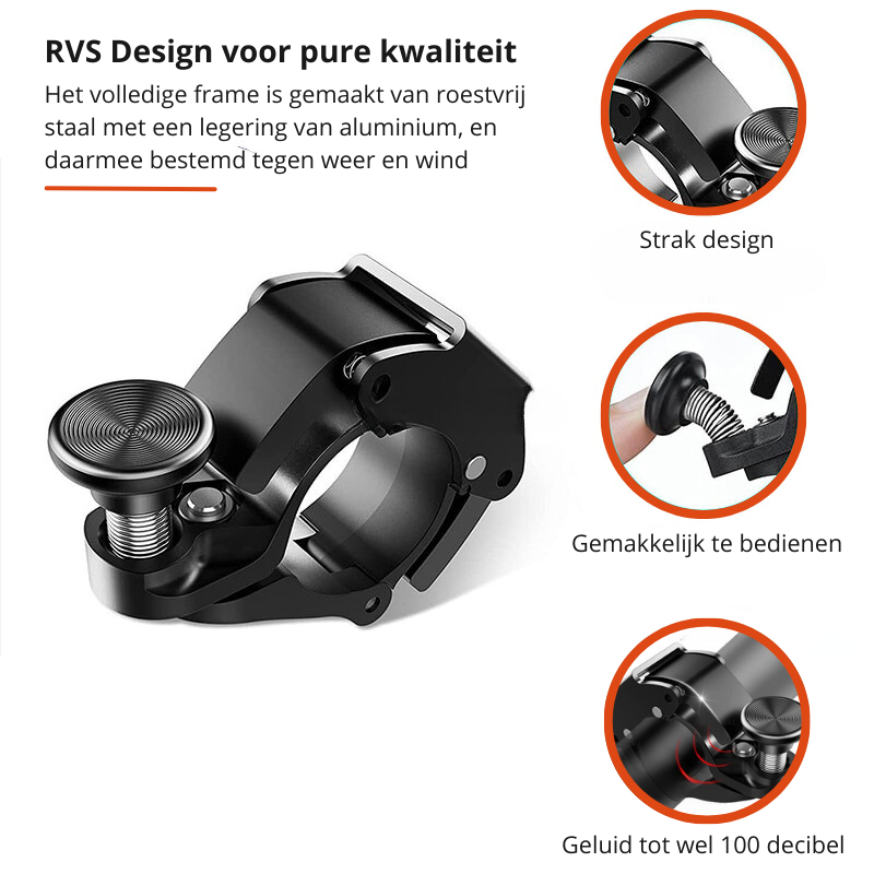 BikeBlast RVS Fietsbel | Het scherpe geluid zorgt voor maximale aandacht en veiligheid