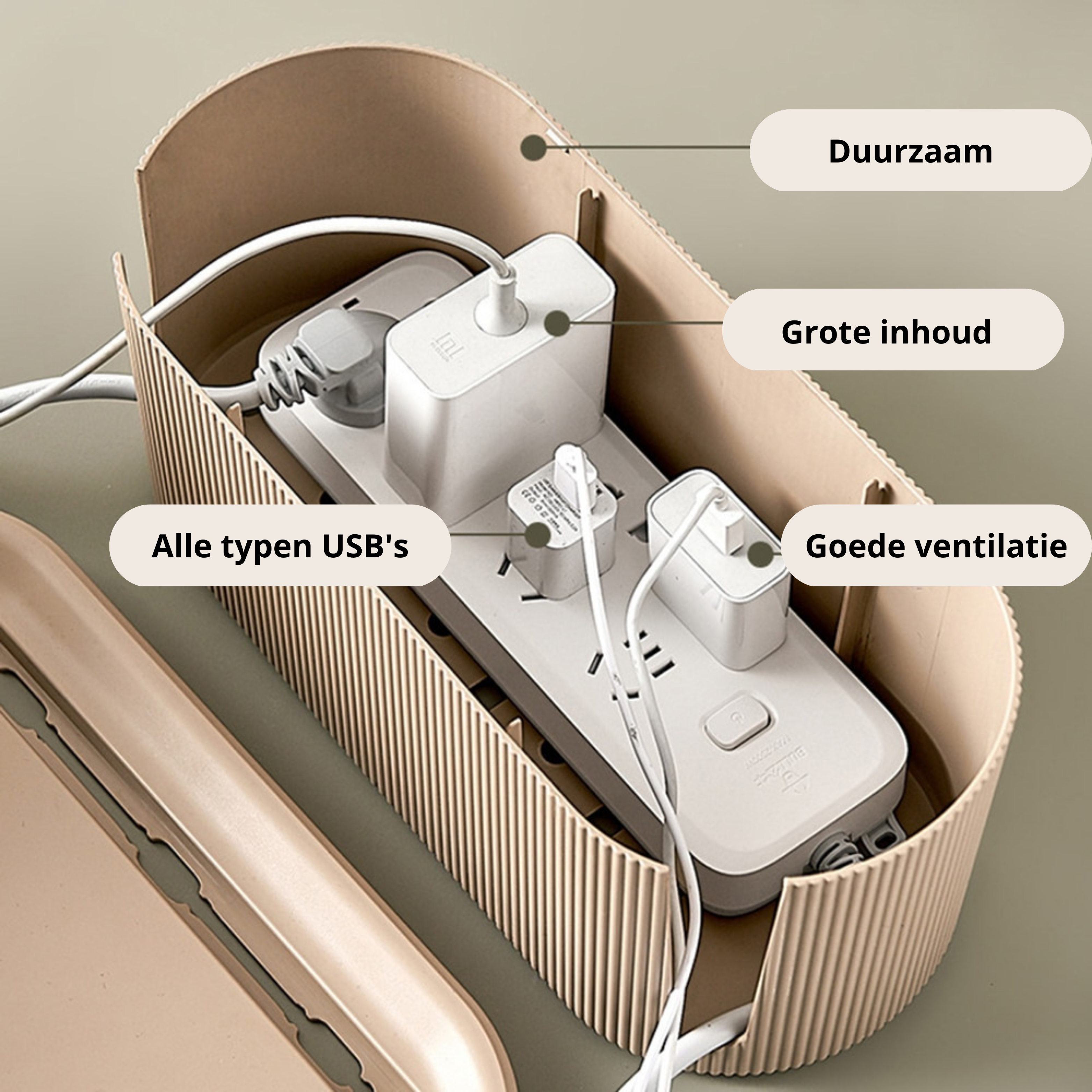 Design Opbergbox | Organizer voor snoeren, adapters en stekkerdozen