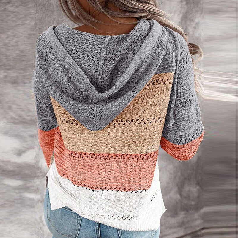 Vardi Dante™ Lydia | Comfortabele Patchwork Sweater met Capuchon