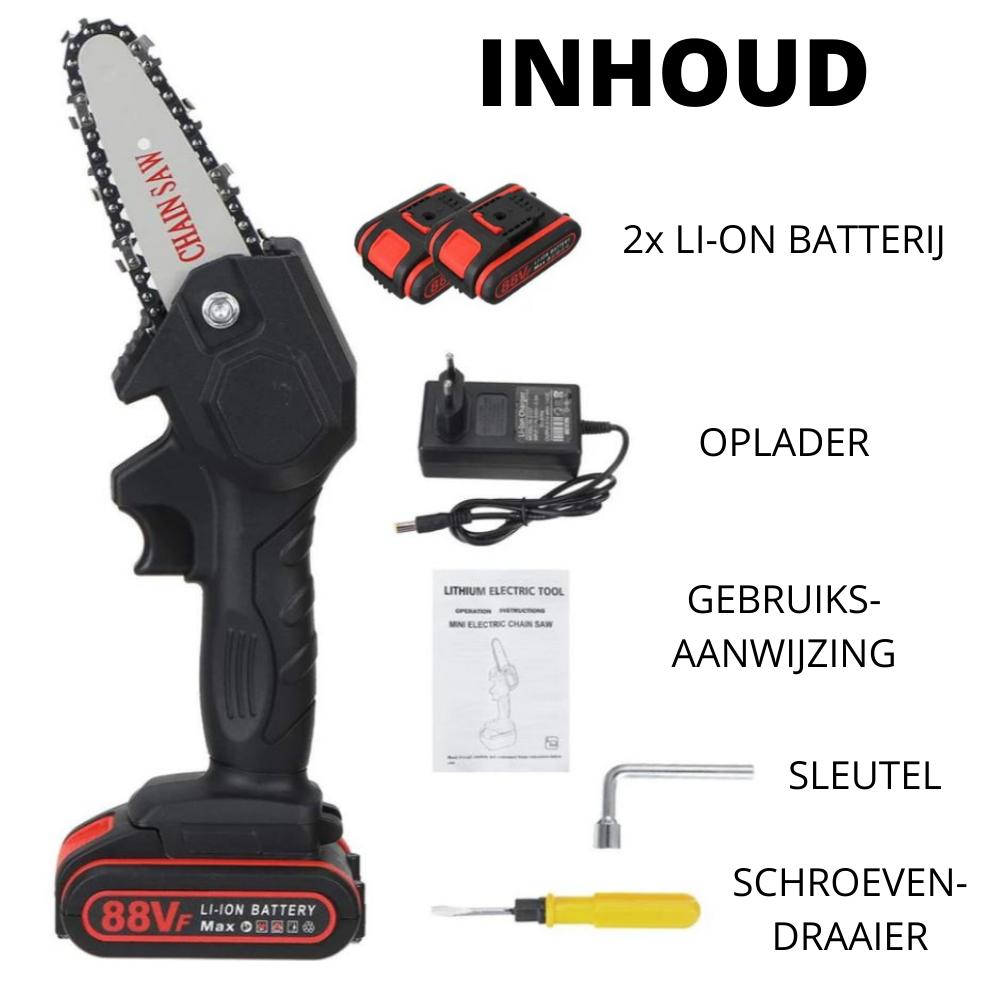 HandyPRO™ Elektrische Accu Kettingzaag | Efficiënt & Snel Snoeien en Zagen!