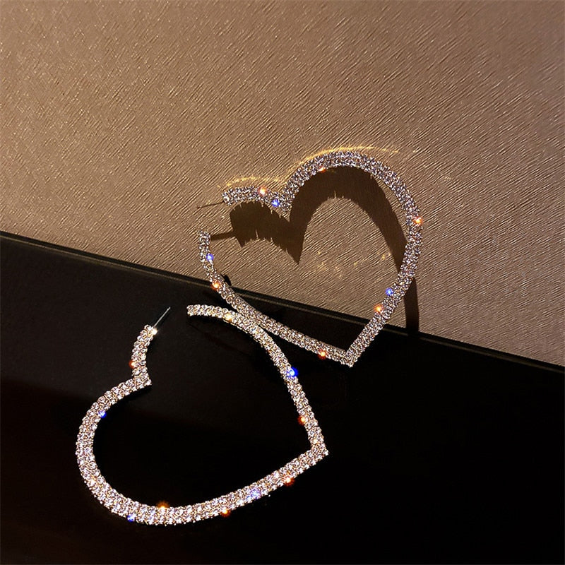 Heart Shaped Earrings | Uniek design met strass steentjes