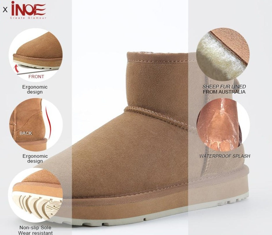 Inoe Suede Winterschoenen | Echt schapenwol, super warm & zacht