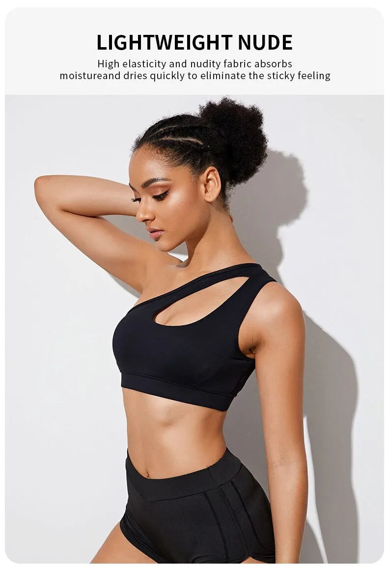 Schokbestendige Yoga BH | Met sexy one-shoulder look