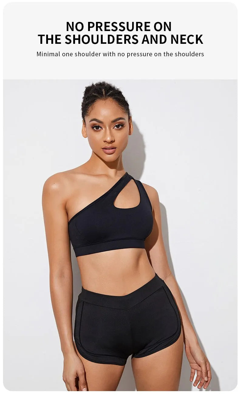 Schokbestendige Yoga BH | Met sexy one-shoulder look