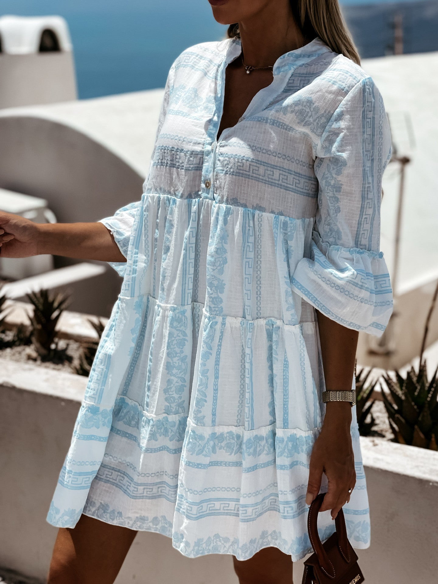 Inna Ibiza Ruffle Dress | Heerlijk luchtige Boho dress met vrolijk patroon