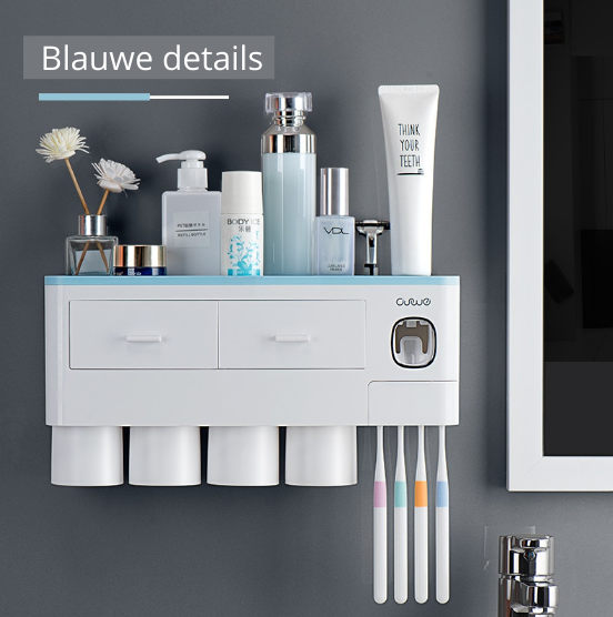 Smart Badkamer Accessoire | Met tandpasta dispenser, tandenborstel houder & laatjes