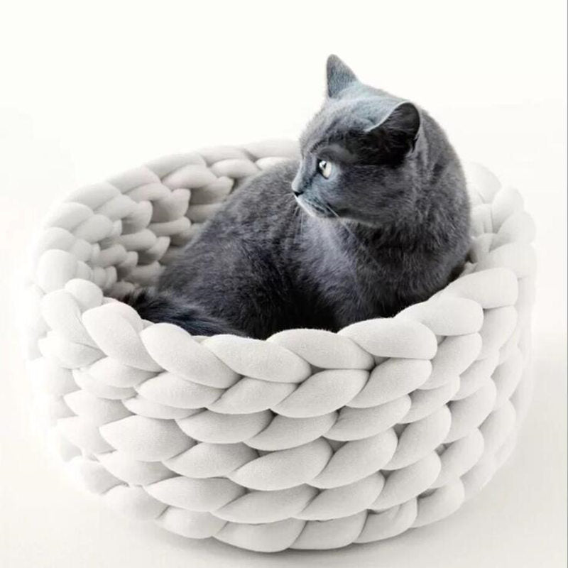 wollen gehaakte huisdierenmand een sunnybasket voor honden en katten in drie kleuren en formaten- Cara Camilla